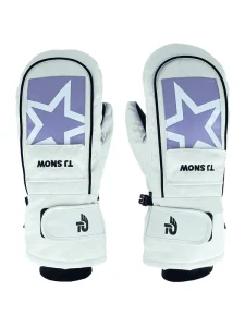 White Waterproof Windproof and Warm Winter Skiing Gloves with Adjustable Velcro Closure