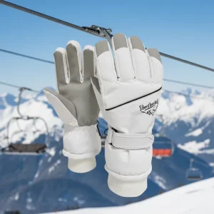 Windproof Waterproof Breathable Polyester Ski Gloves with Hook-and-Loop Closure