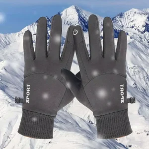 Windproof Waterproof Leather Thermal Gloves Full Finger Non-Slip for Skiing Cycling