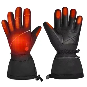 Winter 3M Reflective Electric Snowboard Gloves Waterproof Leather Heated Sports Gloves for Men Rechargeable Battery for Skiing