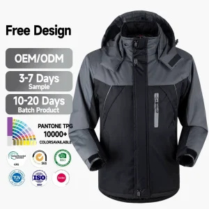 Winter Hooded Bonded Softshell Fleece Jacket Waterproof Breathable for Men