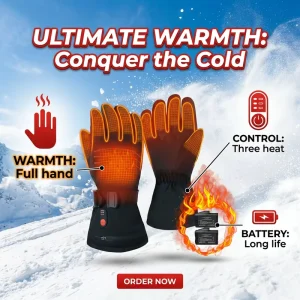 Winter Insulated Cotton Waterproof Touchscreen Compatible Full Finger Windproof Ski Snowboarding Gloves Heated
