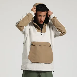 Winter New Hooded Zipper Ski Snowsuit Unisex Loose Snowboard Windproof Waterproof Warm Contrast Color Outdoor Skiing Equipment