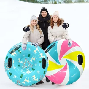 Winter Outdoor Sports Toys Thickened Heavy Duty Snow Sleds with Handles Inflatable Snow Sled for Kids & Adults
