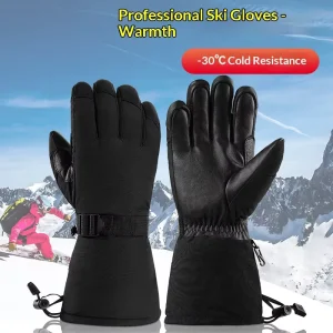 Winter Ski Gloves -30 Cold-Resistant Waterproof Insulated Adjustable Wrist Polyester Unisex