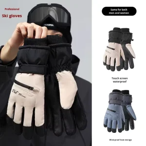 Winter Ski Gloves Men Women Polyester Fleece-Lined Full Finger Thickened Cold-Proof Warm Windproof Outdoor Sports Mountaineering