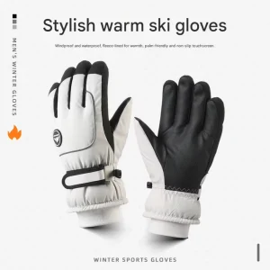 Winter Ski Gloves for Children Cycling Gloves Thickened Water repellent Cold proof Fleece lined Warm Outdoor Five finger Glove