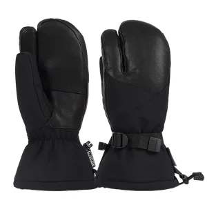 Winter Ski Goatskin Leather Gloves Snowmobile 3 Finger Gloves ODM Waterproof