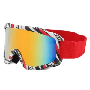 Winter Ski Mountaineering Goggles Mirrored Glass UV400 PC Lens Full Face Windproof Non Polarized Adjustable Strap Pouch Sponge