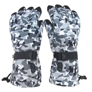 Winter Ski Rechargeable 7.4V 4000mAh Waterproof Full-Finger Heated Gloves with 3-Temperature Control and Zipper Closure