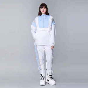 Winter Ski Set with Hooded Jacket Waterproof Warm Windproof for Women