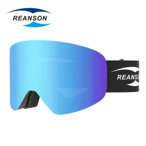 Winter Snowboard Goggles Elastic Strap Full Lens Blue Ski Glasses Adult Unisex Mirroring Coating
