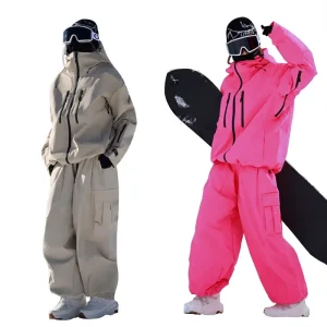 Winter Solid Color Windproof Waterproof Breathable Warm Snowboard Jacket and Pants