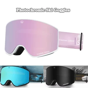 Winter Sport Sunglasses Ski Goggles Custom Logo Unisex Full Frame Double Layer Anti Fog Photochromic Ski Goggles