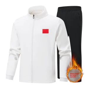Winter Velvet Fleece-Lined Sportswear Suit for Men and Women Plus Size Stand-Up Collar