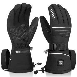 Winter Waterproof 3 Heating Temperature Control Thermal Battery Ski Gloves Touchscreen Heated Ski Gloves