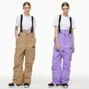 Women Winter Pants Thick Warm Skiing Pants Windproof Waterproof Suspender Trousers Snow Snowboard Plus Size