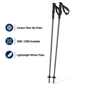 Womens Lightweight Carbon Fiber Ski Poles Fixed Length Alpine Snow Poles With Soft EVA Grip
