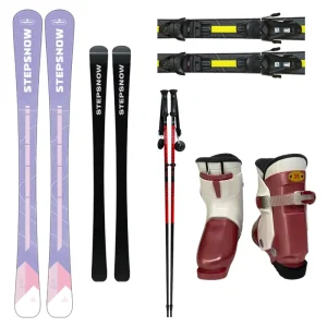 Women’s Purple Ski Set with Skis, Boots, Bindings and Poles