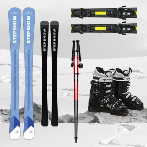 Women’s Purple Ski Set with Skis, Boots, Bindings and Poles, Large Sizes