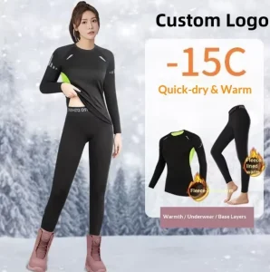 Women’s Skiing Quick drying Clothing Thermal Underwear Yoga Clothes Running Suit Winter Top Fleece lined Fitness Sportswear Full