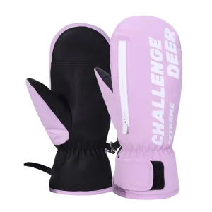 Women’s Winter Ski Gloves with Fleece Warmth Five Finger Cycling for Students Men Waterproof Polyester Touchscreen Accessible
