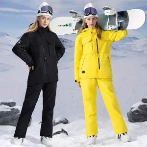 Women’s Winter Ski Set with Hooded Jacket and Pants for Hiking and Snowboarding