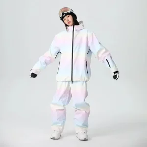 Women’s Winter Solid Color Oversize Hooded Windproof Waterproof Polyester Ski Suit