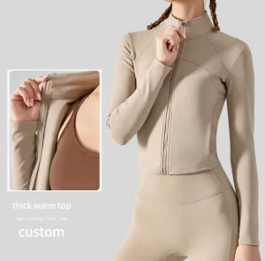 Women’s Winter Thermal Running Jacket Full-Zip Long Sleeve Yoga Athletic Coat