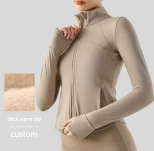 Women’s Winter Thermal Sports Workout Yoga Jacket Long Sleeve Full-Zip Athletic Coat