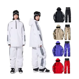 Women’s and Men’s Warm Thick Waterproof Windproof Ski Suit with Jacket and Pants