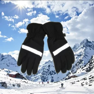 Youth Black Ski Gloves with Thinsulate Lining for Winter Sports
