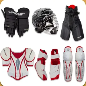 Youth Ice Hockey Protective Gear Set Equipment Kit with Shoulder Elbow Shin Pads Gloves Pants Helmet