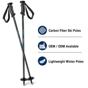 Zeroring Fiberglass Carbon Ski Poles Beginner Alpine Snow Poles Cost Effective OEM Supplier